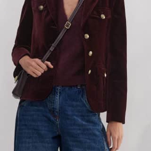 * (23) Vintage Burgundy Velvet Women's Jacket - Picture 2 of 8